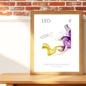 Leo digital download - aura color, characteristics, home decor print