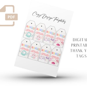 Squishmallow Printable Thank You Tags - Kids Birthday Party Favor ...