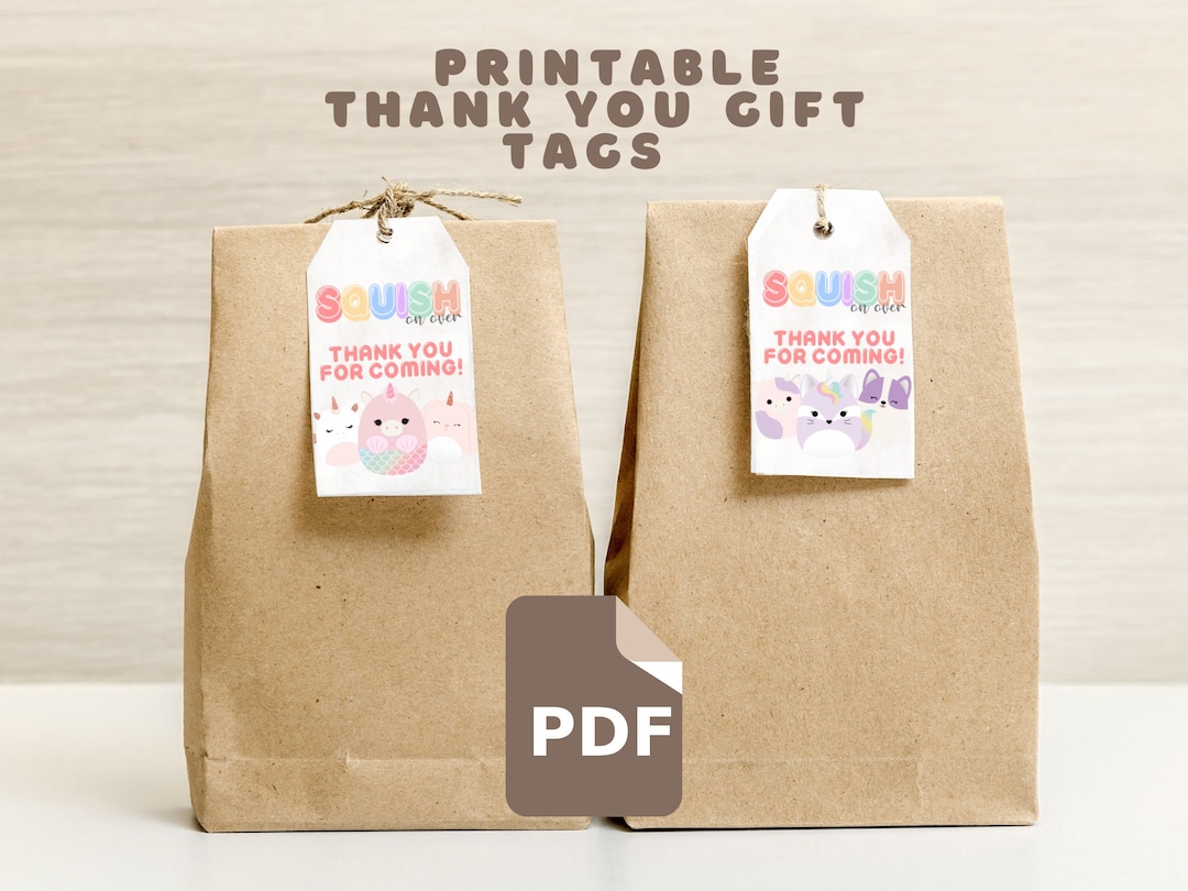 Squishmallow Printable Thank You Tags - Kids Birthday Party Favor ...
