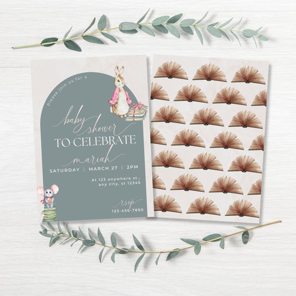 Book Themed Baby Shower Invitations Etsy