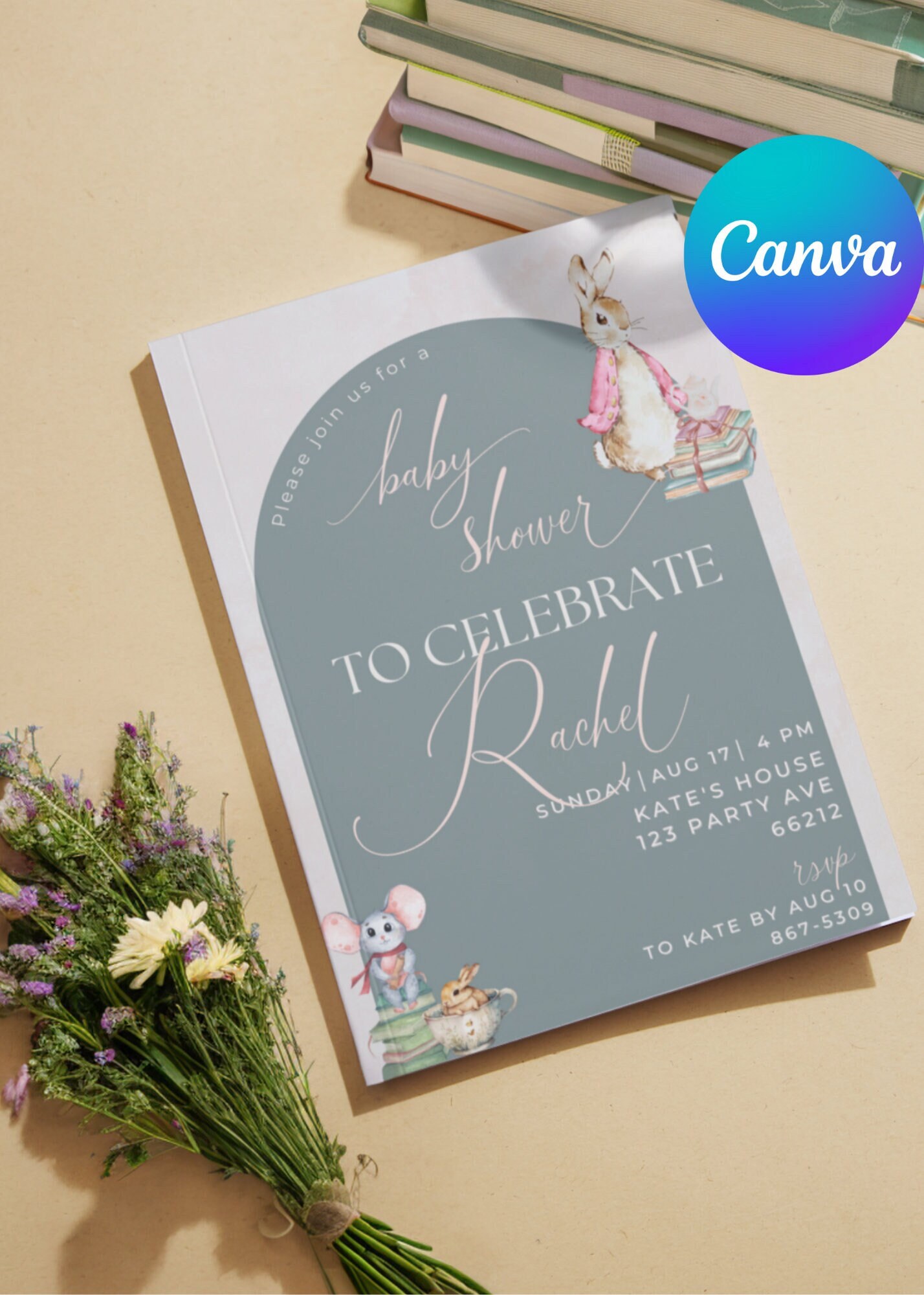 Book Themed Baby Shower EDITABLE INVITATION Editable Baby Shower Invite Book Baby Shower Tea Party Baby Shower Invitation