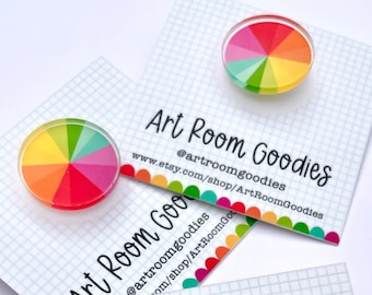 Color Wheel Pin | Rainbow Color Wheel Pin | Artist Gift | Cute Rainbow Pin | Art Teacher Gift | Lapel Pin | Art Teacher Pin|Tote Bag Art Pin