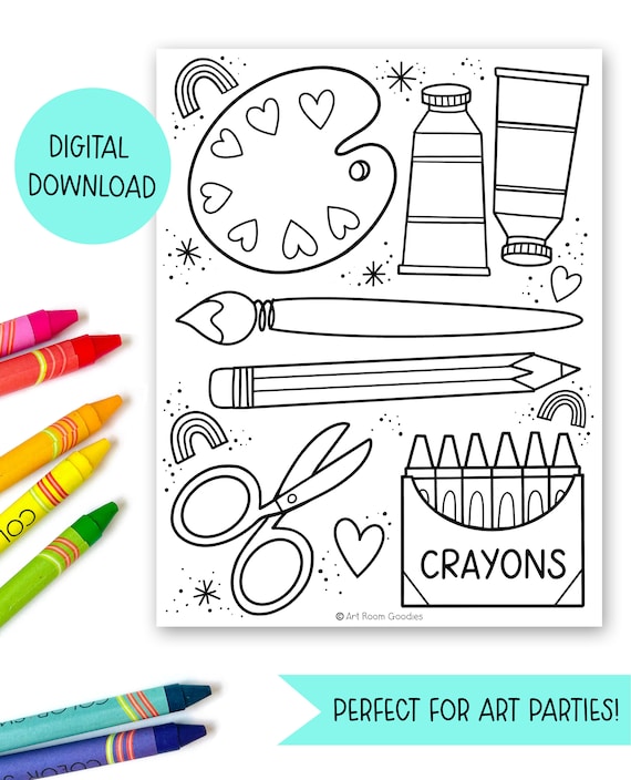 Art Birthday Party|Art Birthday Party Coloring Sheet| Art Party| Kids Coloring Sheet| Art Coloring Page| Art Party Favor| Art Theme Party