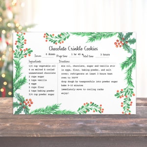 Printable Holiday Recipe Card Template