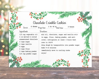 Printable Holiday Recipe Card Template