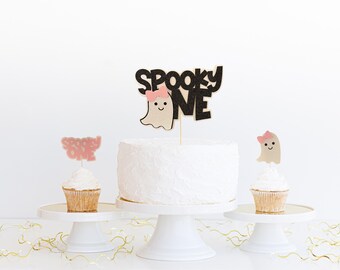 Spooky One Glitter Cake Topper: First Birthday Halloween Party