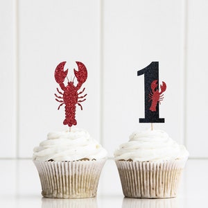 Crawfish Boil Cupcake Toppers, Crawfish Boil Birthday, First Crawfish Boil Birthday, Crawfish Toppers, Crawfish Cupcake toppers