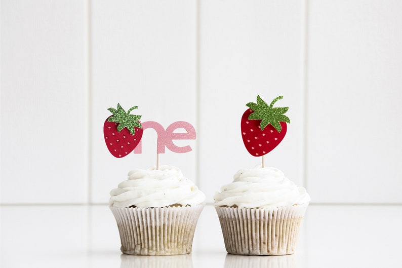 Berry First Birthday cake topper, Sweet One Birthday Party cake topper, Strawberry Birthday Cake Topper, First Birthday Strawberry Cake image 2