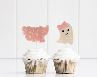Adornos espeluznantes para cupcakes de un cumpleaños: decoraciones para fiestas de fantasmas