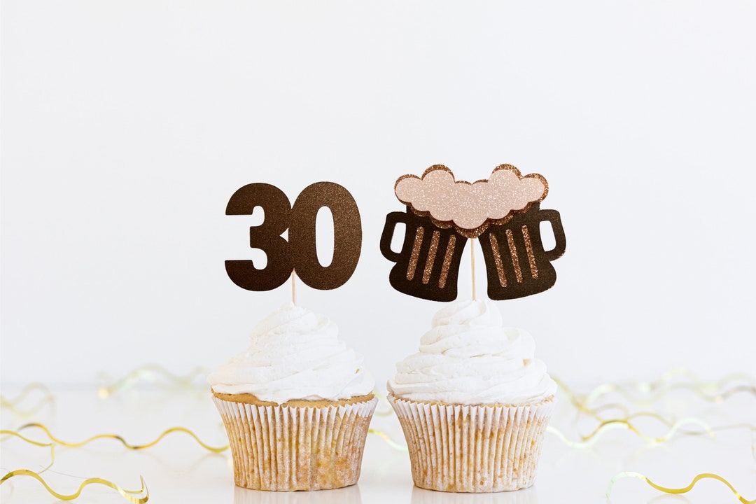 Beer Cupcake Toppers, Custom Age Beer Cake Toppers, Beer 30 Party, 21st ...
