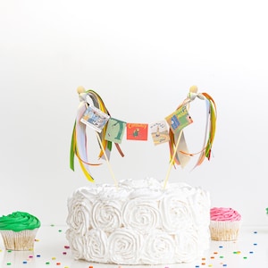 Custom cake banner topper storybook, Little Golden Book Cake topper, Cake Bunting, Cake Topper Banner, children&#39;s book cake topper