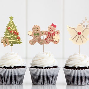 Christmas Cupcake Toppers: Glitter Holiday Cake Decor