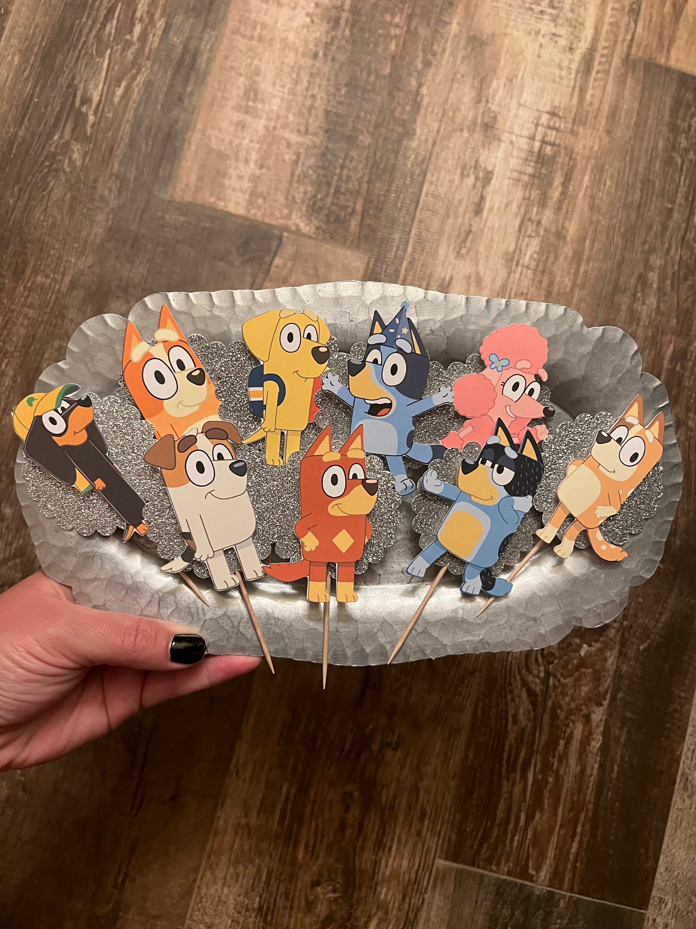 Custom Glitter Bluey Cupcake Toppers