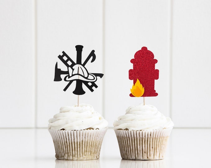 26-Piece Firefighter Cake Topper Set – Fire Truck & Flame Decorations For Birthday Cupcakes & Cakes, Party Supplies