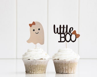 Little Boo Ghost Cupcake toppers, Little Boo toppers, Halloween cupcake topper, Little Boo Baby shower, Ghost cupcake toppers