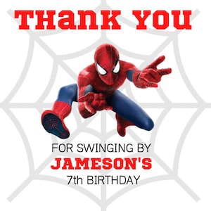 Etiqueta de agradecimento do Homem-Aranha, Etiquetas editáveis de agradecimento do Homem-Aranha, Festa de aniversário, Lembrancinha de sacola de guloseimas, Etiqueta de lembrancinha de festa, Decoração de festa do Homem-Aranha
