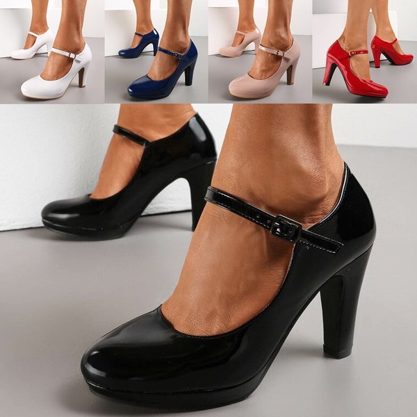 Mary Jane High Heel Pumps with Patent Finish