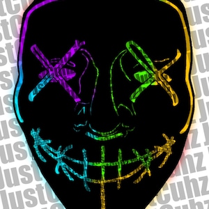 Purge Maske Neon PNG | Halloween Horror Grafikdesign | Retro Halloween Design, Purge Shirt Design