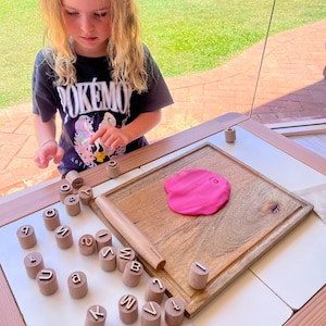 Alphabet Stamp Set | Montessori ABC Learning Toy | Wooden Letter Stamps & Playdough Tools | Ages 3+ image 2