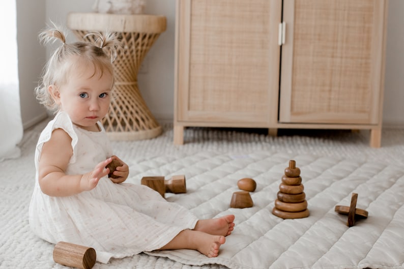 Montessori Starter Set | Acacia Wood Baby Toy Set | Fine Motor Toys for 1 Year Old | Ages 12m+ image 9