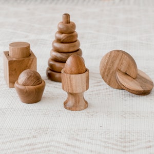 Kookaroo Montessori Toy Set: 5 Kid-Safe Wooden Toys Handcrafted from Acacia Wood, Ideal Toddler & Baby Montessori Toys for Sensory Play