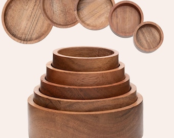 Montessori Stacking Bowls | Acacia Wood Nesting & Sensory Toy | Set of 5 | Ages 3+