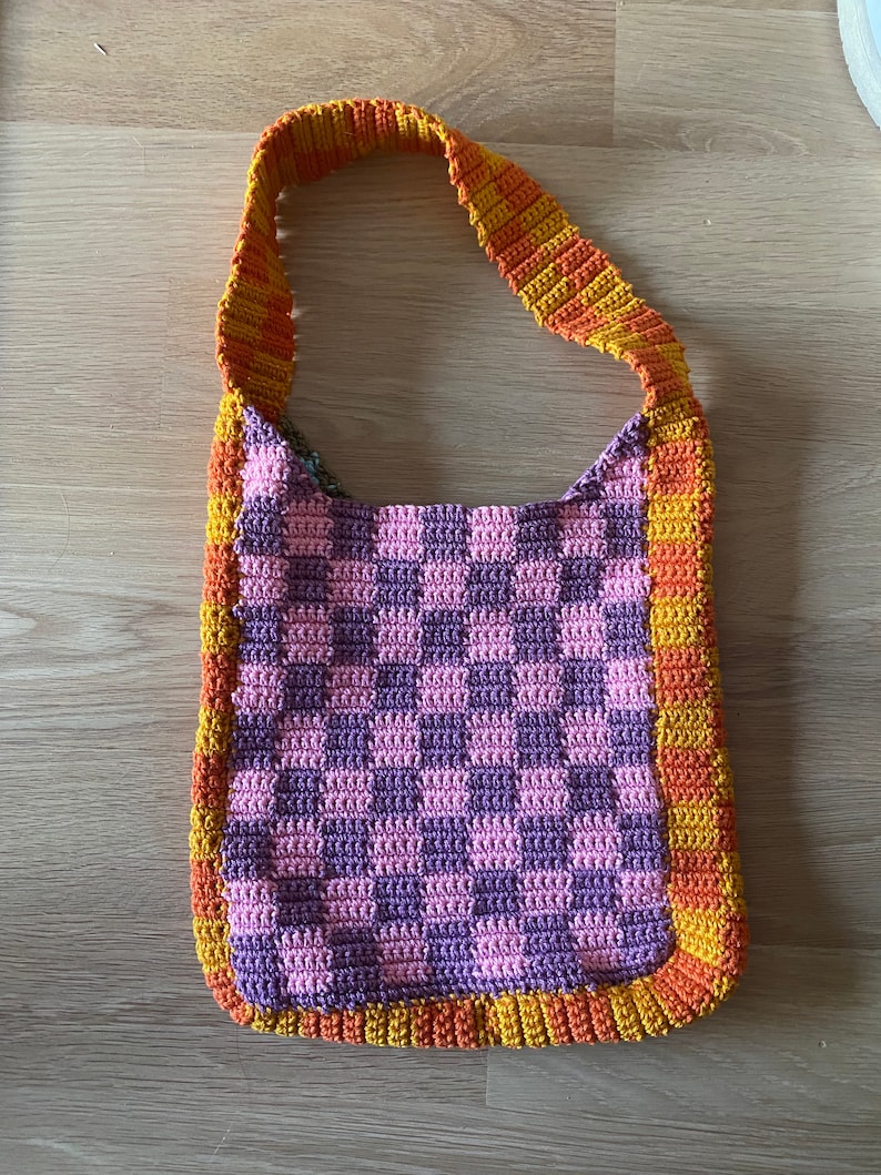 Checkered Crochet Bag Pattern Etsy