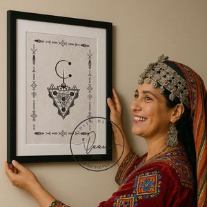 Arte del peroné amazigh, pintura amazigh, signos de la cultura bereber, conjunto del alfabeto bereber, arte mural amazigh chleuh kabyle rif