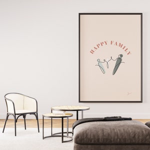 Happy family, Happy family, Joyful family, Gift for family, parent gift, home decoration, simple decoration for the living room.