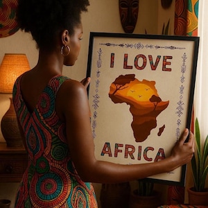 l love Africa, mama Africa, Art Africa, décoration artistique africaine, tableau Afrique, décoration traditionnel