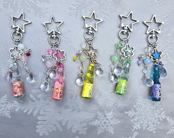 Japanese Soda Beaded Keychain | carbonated drink cute bag charm