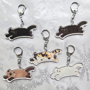 Cat Acrylic Keychain | 2.5in double-sided acrylic charm | black, tabby, siamese, calico, white