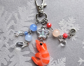 Shrimp Beaded Keychain