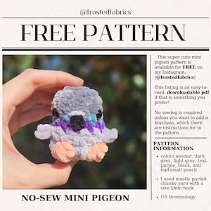 No-Sew Mini Pigeon Crochet Pattern, mini amigurumi keychain downloadable pdf