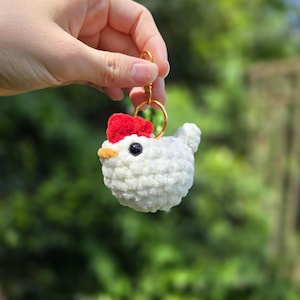 Crochet Chicken Keychain | cute chicken plush accessory