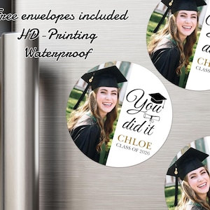 Personalized Graduation Magnet/Round Graduation Phote Magnet/Custom Fridge Magnet for Grad Party/Congratulations Gift/Class of 2025 Keepsake