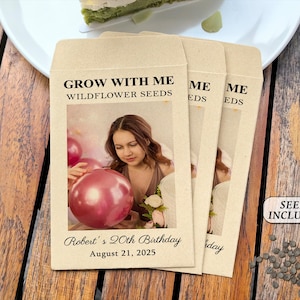 Custom Photo Seed Packets/Birthday Seed Packets Favors/Eco-friendly Seed Envelope/Personalized Birthday Gifts/Party Favors/Thank You Gifts