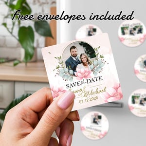 Bulk Square Wedding Magnets with Photo, Custom Save the Date Fridge Magnets, Personalized Wedding Magnet Favors for Guests, Wedding Gifts