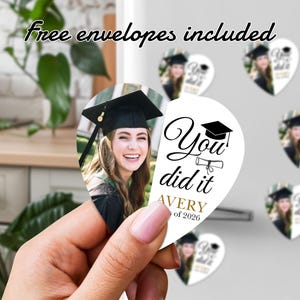 Custom Graduation Magnets Favors, Heart Fridge Magnets with Photo, College Graduation Magnet, Masters Degree Gifts, Graduation Decorations