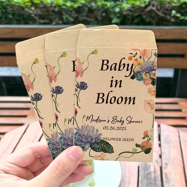 Mixed Seeds Included|Baby Shower Seed Packet /Bulk Personalized Gift for Baby Shower/Baby in Bloom Favor/Baby in Bloom Seed favor for guest