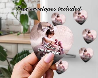 Heart Photo Magnet for Birthday/Custom Baby Birthday Magnet/Birthday Gift/Personalized Fridge Magnets Favors/Wedding Magnet/Gift for Friends