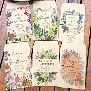 Paquetes de semillas de agradecimiento personalizados/Semillas de gratitud/Baby Shower, obsequio del Día de la Madre/Regalo de agradecimiento/Paquete de semillas de gratitud/Regalos para agentes inmobiliarios