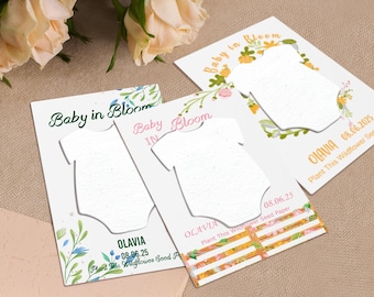 Personalisiertes Samenpapier für Babyparty / lose Wildblumen-Samenpapiere / Babysuit-Samenpapier / Babyparty-Samenpapierkarte / umweltfreundliche Samengeschenke