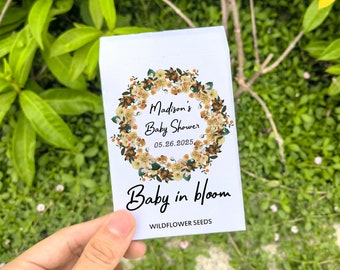 SEMENTES INCLUSAS | Lembrancinhas para Chá de Bebê com Pacote de Sementes de Flores Silvestres - Presente Personalizado / Bebê em Flor / Lembrancinhas Personalizadas para Chá de Bebê / Pacote de Sementes para Casamento