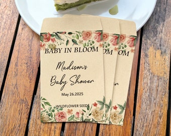 Mixed Seeds Included | Personalized Baby Shower Seed Packet Unique Gift for Baby Shower Baby in Bloom Favors Seed Packet Wedding Seed Packet