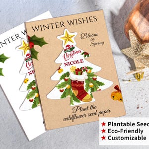 Personalized Christmas Seed Paper, Custom Christmas Tree Seed Paper Card, Holiday Seed Favors in Bulk, Plantable Seed Paper, Christmas Gifts