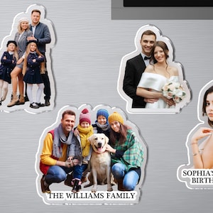 Personlig fotomagnet, kylskåpsmagneter med familjefoto i bulk, bröllopsmagnet med text, anpassad kylskåpsmagnet i akryl, födelsedagspresenter
