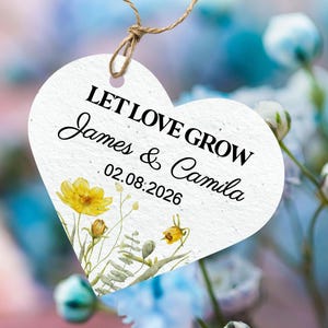 Wedding Seed Paper Favors in Bulk/Custom Bridal Shower Favors/Plantable Seed Paper Heart Tag/Anniversary Wildflower Seed/Biodegradable Seeds