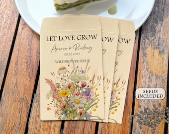 Seed Packet Wedding Favor in Bulk/Let Love Grow/Custom Wedding Wildflower Seed Packets/Seeds Included/Bulk Wedding Gift/Valentine&#39;s Day Gift
