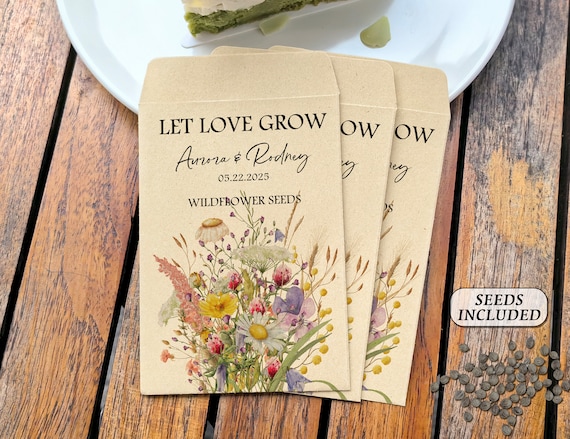 Wedding Seed Packet Favors in Bulk/Let Love Grow/Custom Wedding Wildflower Seed Packet/Seed Included/Bulk Wedding Gifts/Valentine's Day Gift